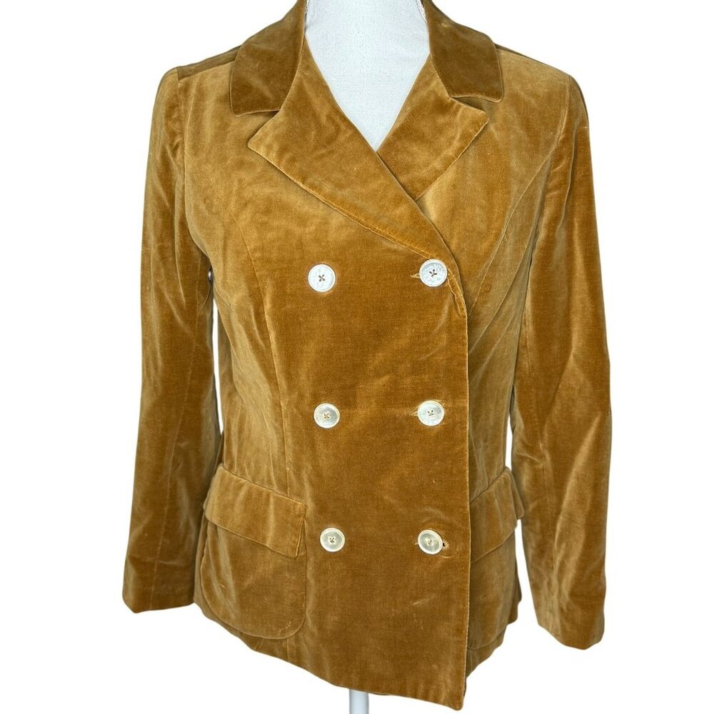 Vintage It's Majestic Blazer Jacket Womens Tan Faux Velvet Size 12 Union Label